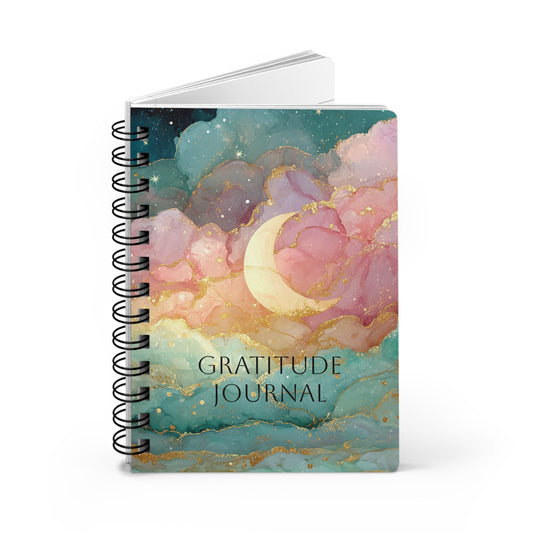 Dreamy Crescent Moon and Colorful Starry Sky Gratitude Spiral Bound Journal