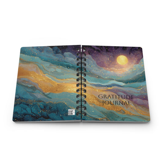 Full Moon and Ethereal Starry Sky Gratitude Spiral Bound Journal
