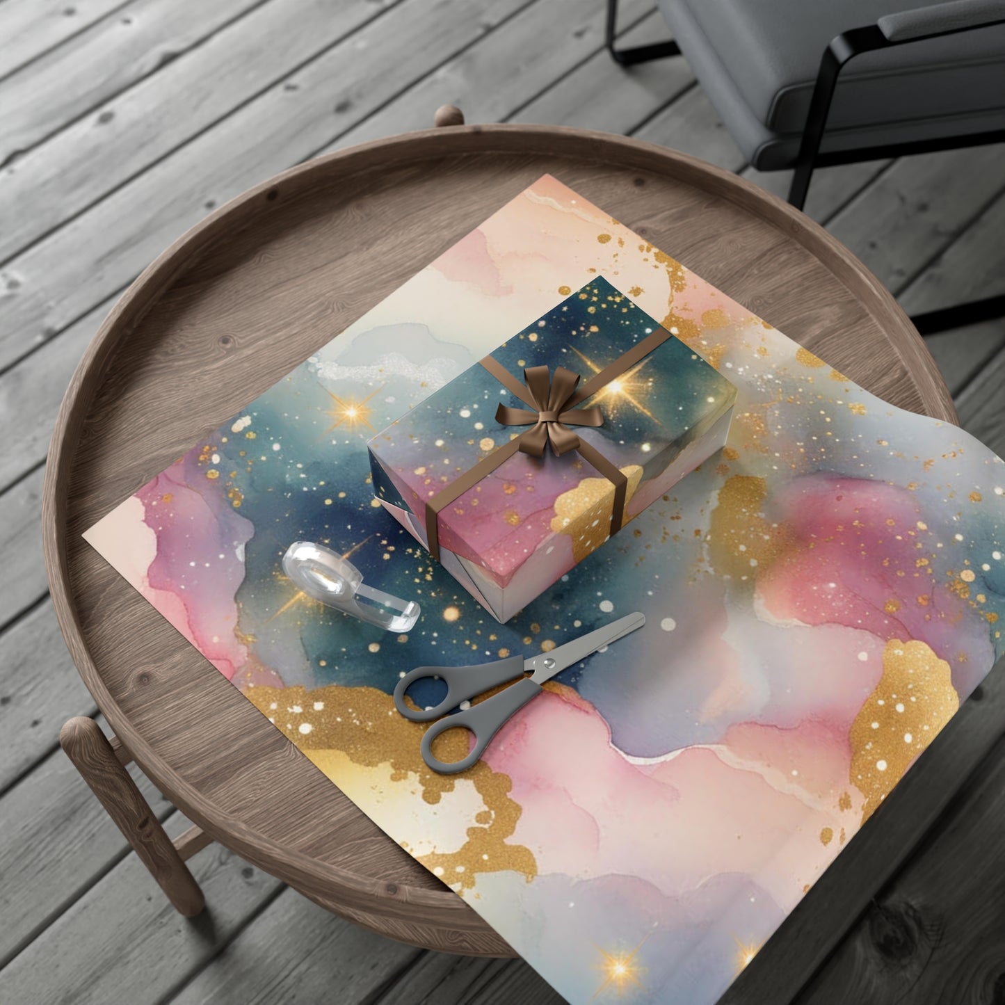 Dreamy Pink and Blue Starry Wrapping Paper