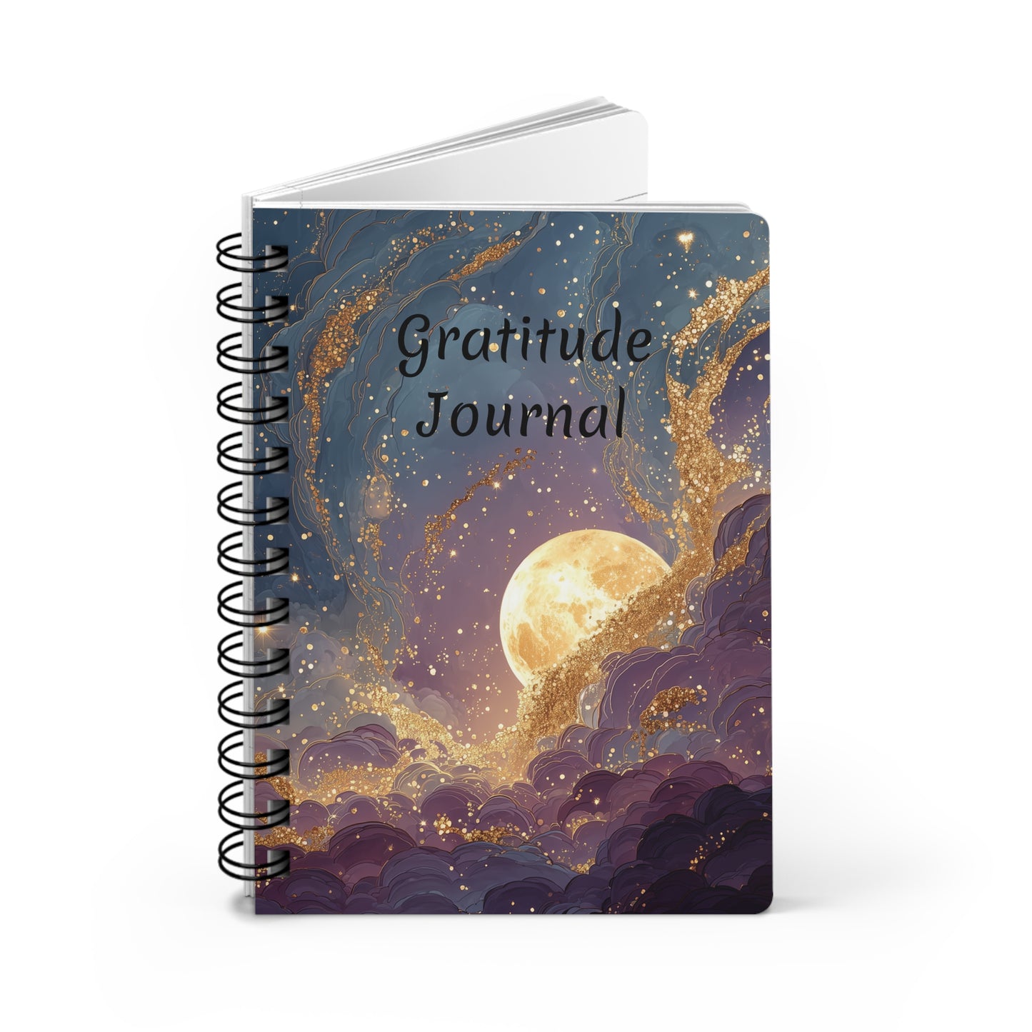 Glowing Moon and Purple Space Gratitude Spiral Bound Journal