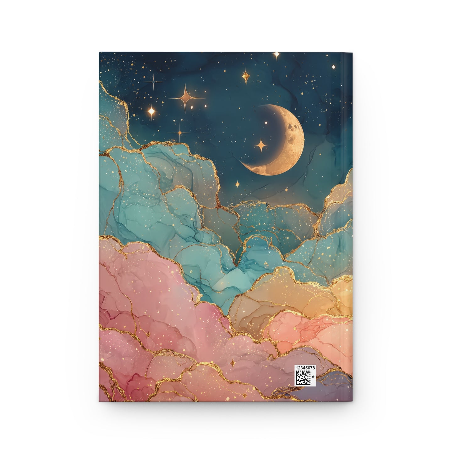 Mystical Crescent Moon Gold Marbled Hardcover Gratitude Journal
