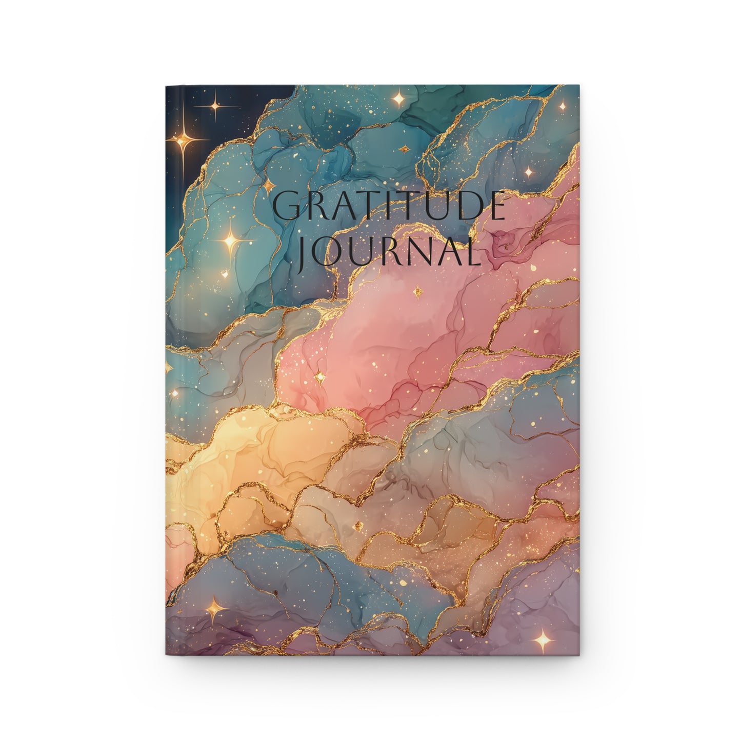 Mystical Crescent Moon Gold Marbled Hardcover Gratitude Journal
