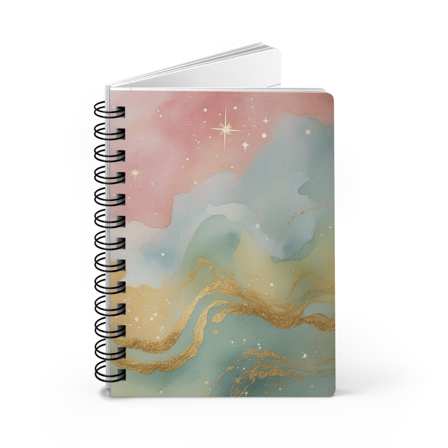Enchanting Pastel and Gold Spiral Bound Journal