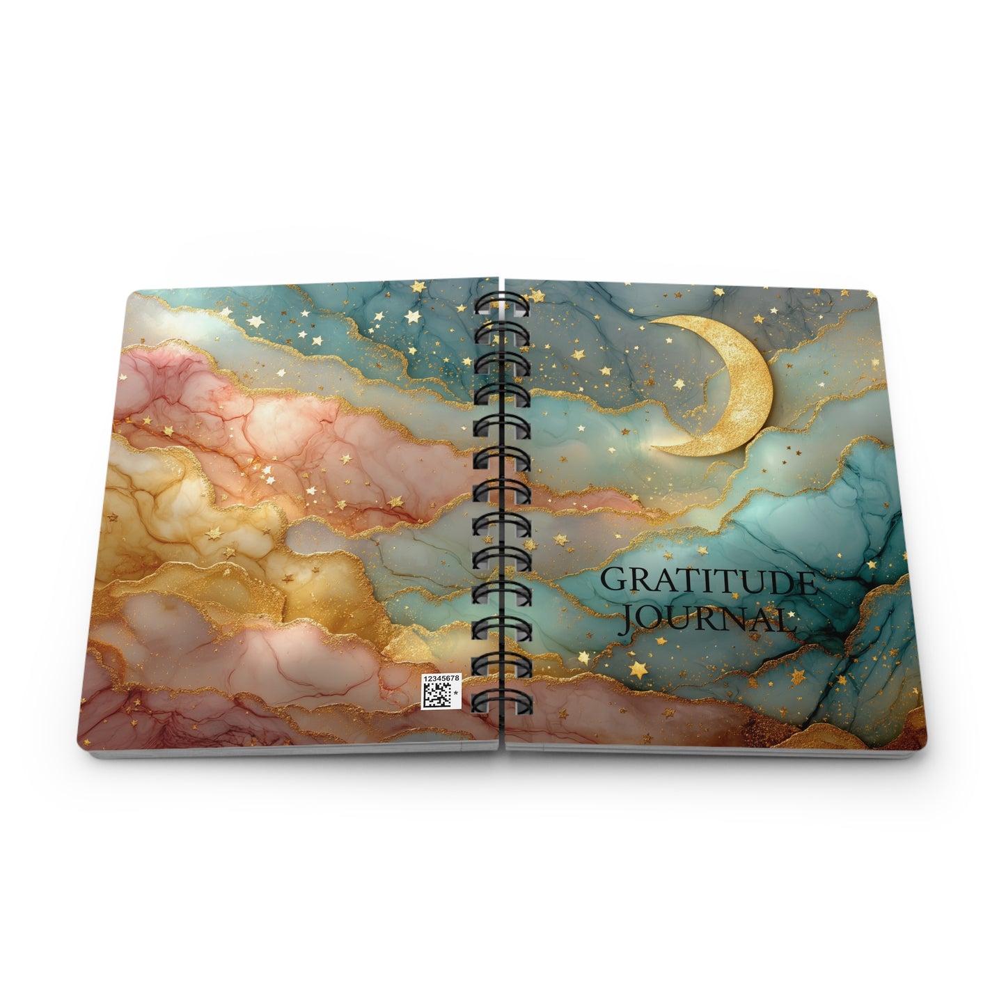 Crescent Moon and Starry Sky Gratitude Spiral Bound Journal