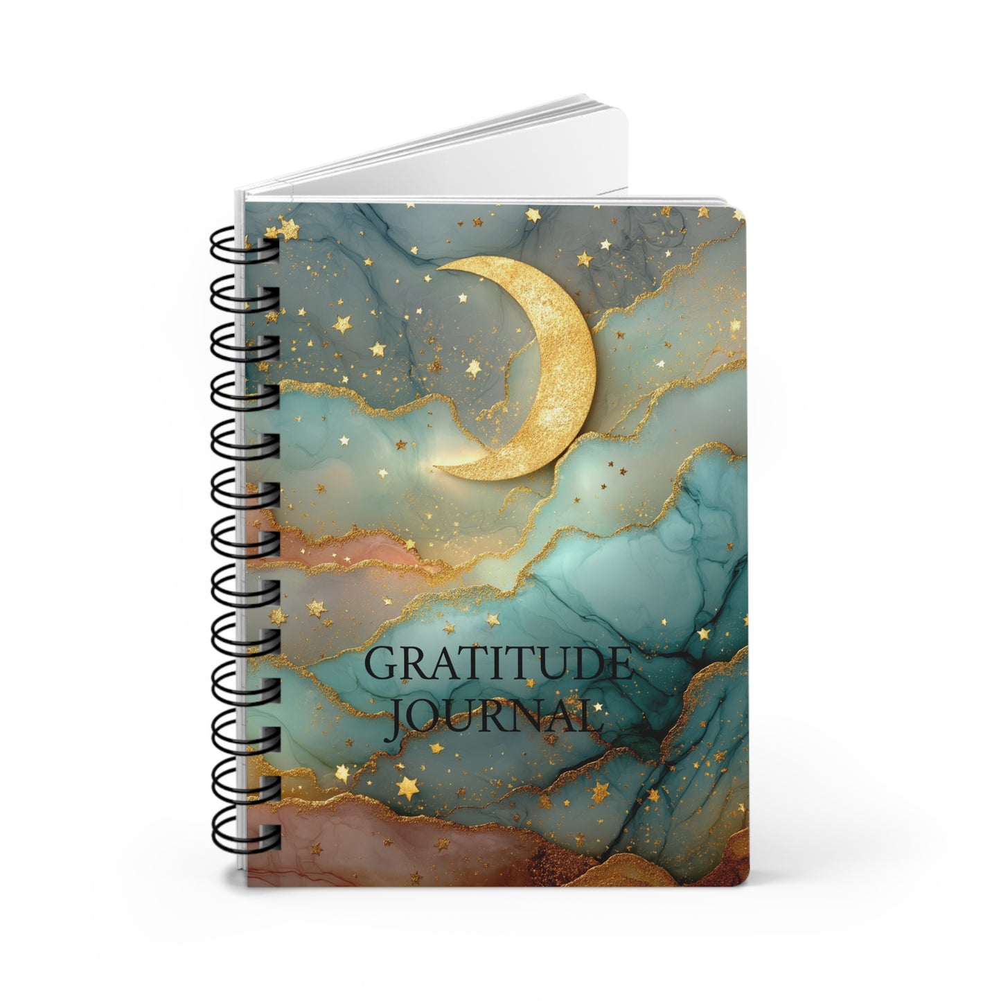 Crescent Moon and Starry Sky Gratitude Spiral Bound Journal