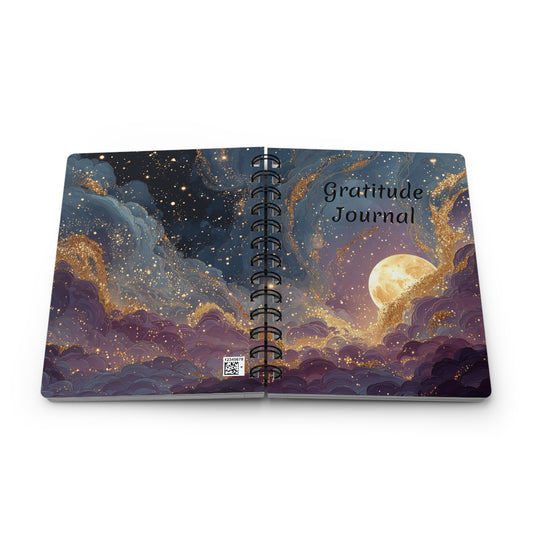 Glowing Moon and Purple Space Gratitude Spiral Bound Journal