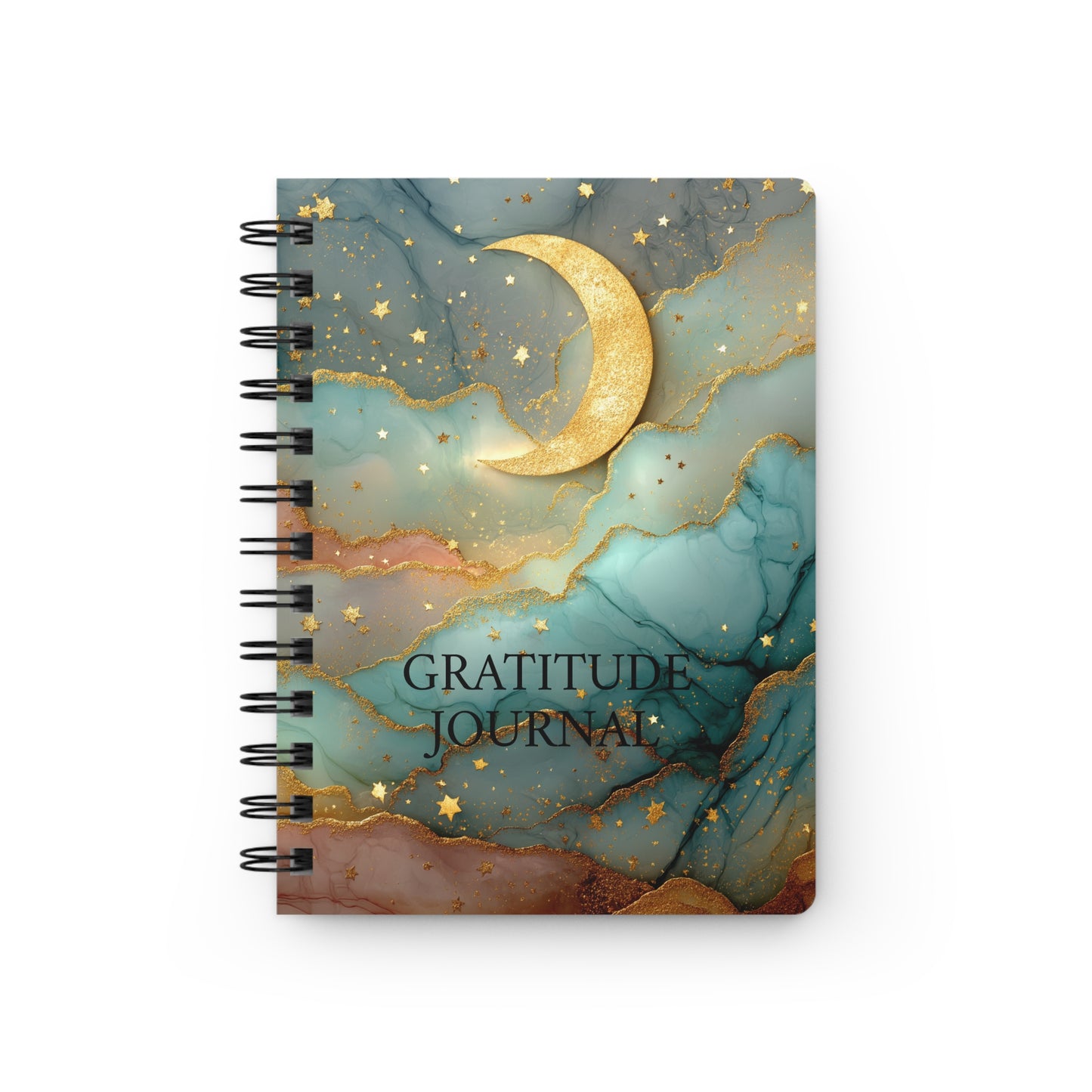 Crescent Moon and Starry Sky Gratitude Spiral Bound Journal
