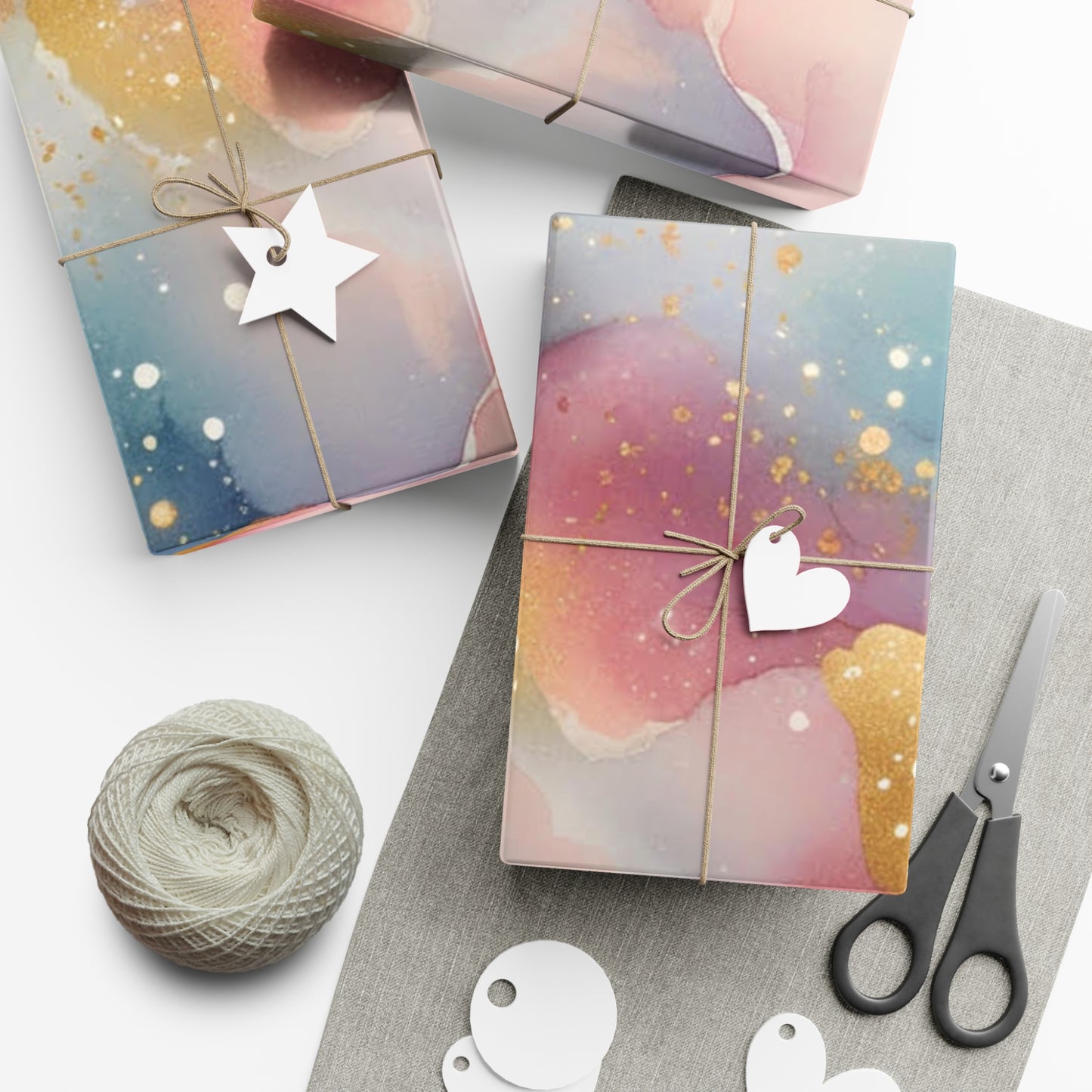 Dreamy Pink and Blue Starry Wrapping Paper